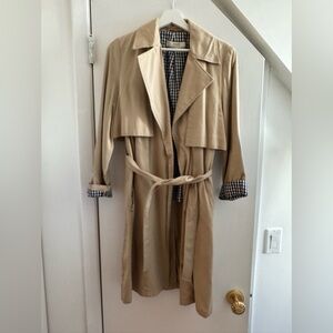 Zara Classic Tan Trench Coat with plaid design